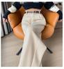 2025 Autumn/Winter High-Waisted Herringbone Wool Blend Wide-Leg Pants