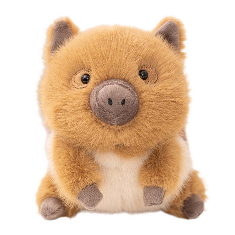 Practical Home Decor Unisex Black Cute Fluffy Wild Boar Plush Toy Soft Stuffed Animal Doll Adorable Brown Pig Plushie Home Decor Gift Companion Toy For Birth