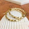 Huitan Gold Color Big Twist Shaped Hoop Earrings Women Luxury Bridal Wedding Earrings Temperament Accessories New Trendy