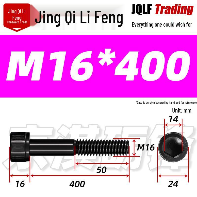 Hex Socket Head Cap Screw, Half Thread, M12-M18, High-Strength, Blackened Cylindrical Head, Knurled Bolt