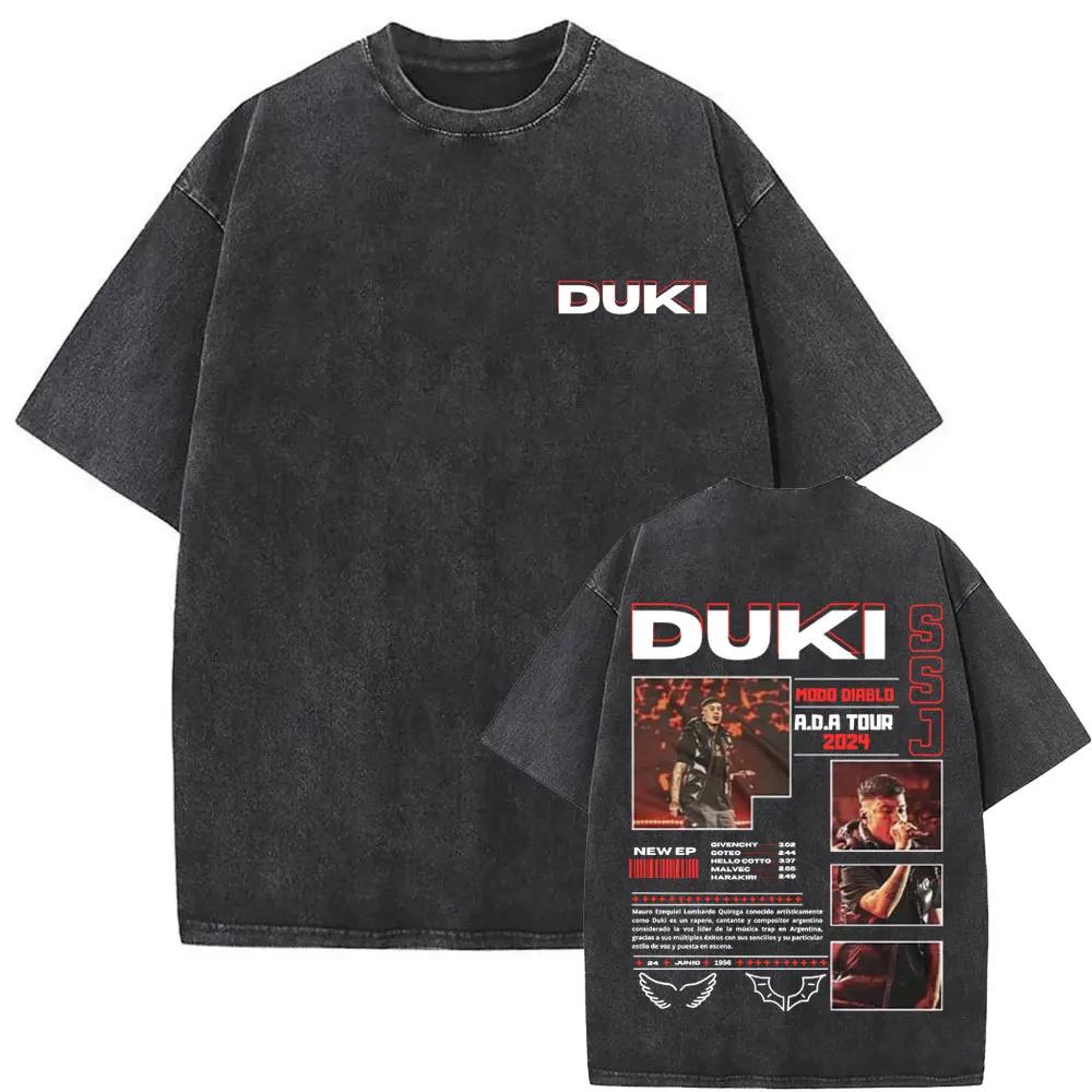 Washed Vintage Rapper Duki ADA Tour  T Shirt Mens Hip Hop Oversized Short Sleeve Tshirt Men Fashion High Quality Streetwear