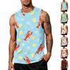 Men's Sleeveless Tank Top Casual Muscle Shirt Lightweight Breathable Summer Beachwear Printed Lobster Pattern Sleeveless Tee