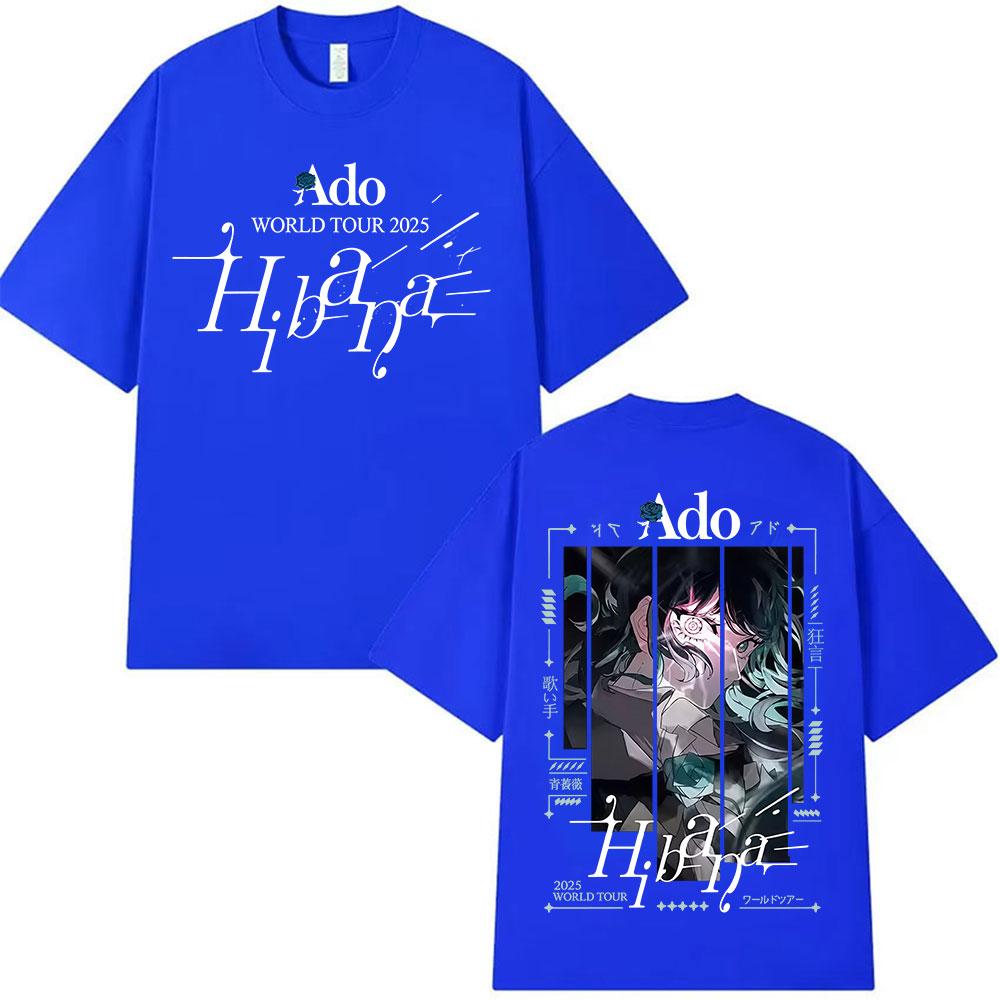 2025 Summer Japanese Ado Hibana WORLD TOUR New TShirts Men Women Clothing Gothic Short Sleeve 100 Pure Cotton Printed Tshirt