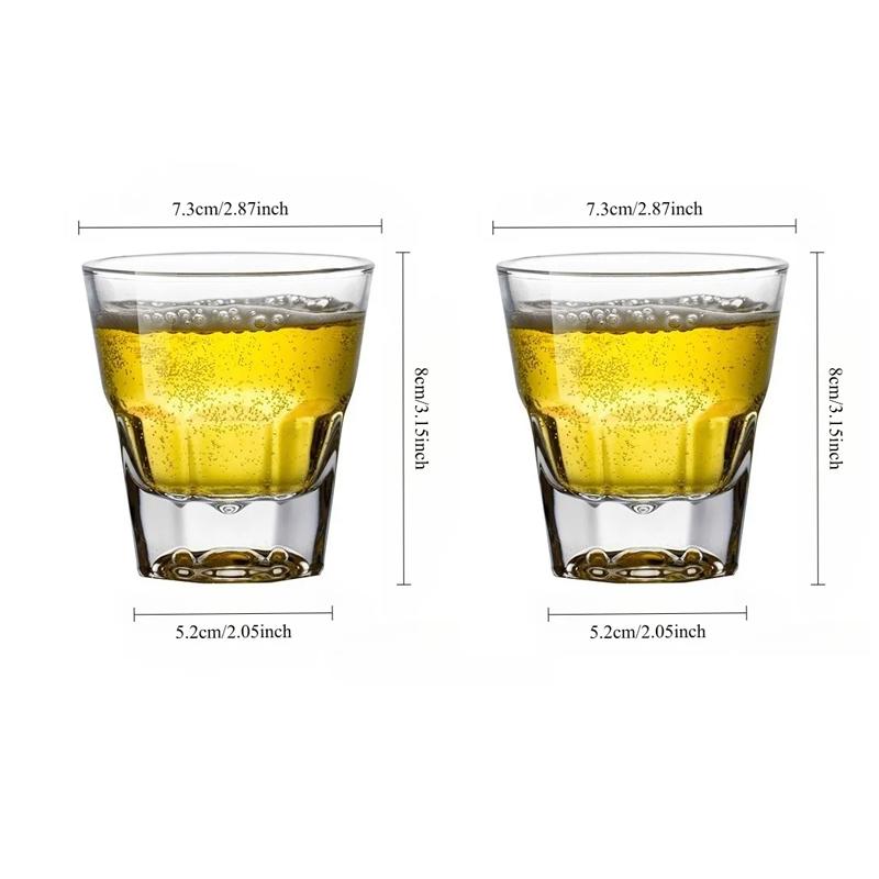 

145ml/240ml Household Simple Transparent Water Cups Octagonal Beer Cups Classic Brandy Glass Party Thick Bottomed Whiskey Glass 2pcs