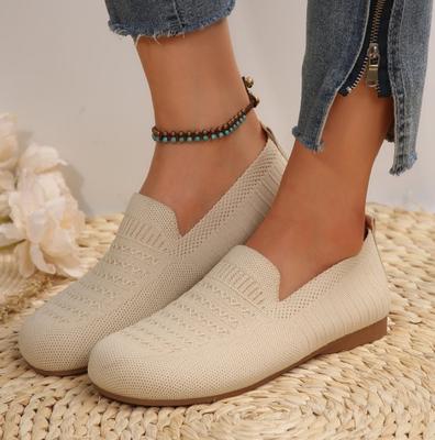 Women's Pointed Toe Flat Shoes Solid Color Knitted Slip On Shoes Casual Breathable Ballet Flats Women Flat Shoes Loafers Women