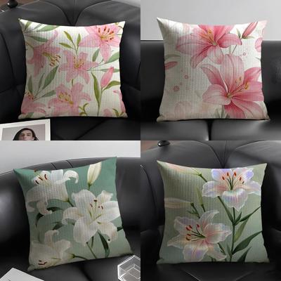Lily Luxury Cushion Cover Natural Linen Organic Fabric DoubleSided Printing Sofa Home Decor Gift Pillow Case