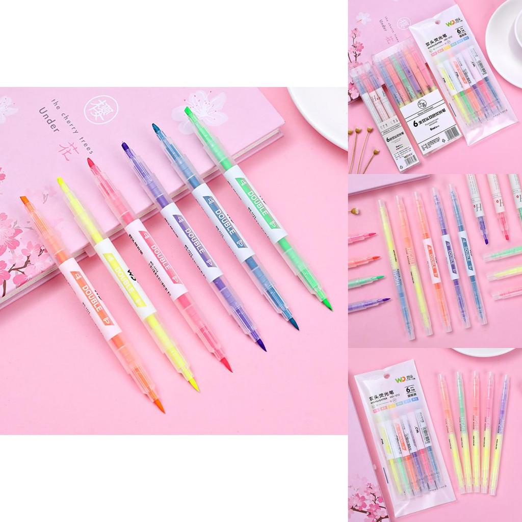 Creative Double-ended Highlighter Pack For Students And Office Use Vibrant Colors