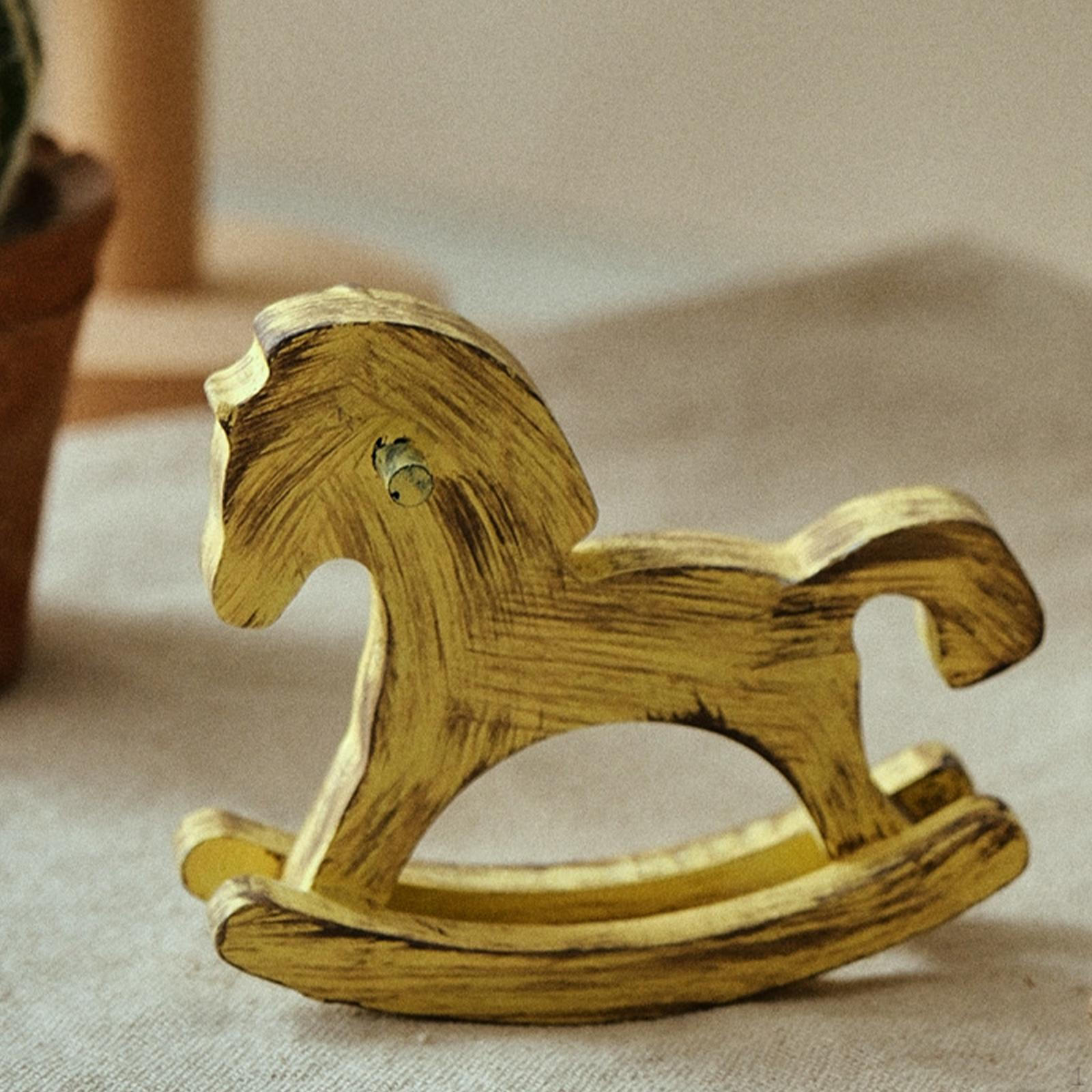 

Деревянная лошадка-качалка Рождественский декор Подарок на день рождения Центральный элемент Сувенир Коллекция Маленький Yellow