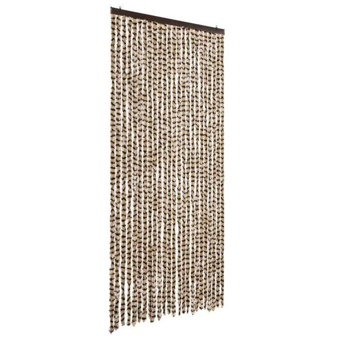 VidaXL Rideau Anti-mouches, Store Anti-insectes avec Crochet, Rideau de Porte Longueur et Largeur Réglables, Beige et Marron 377389