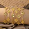 Vietnamese Gold-Tone Four-Leaf Clover Bracelet for Women: Luxurious, Elegant, Luck-Infused Five-Petal Design