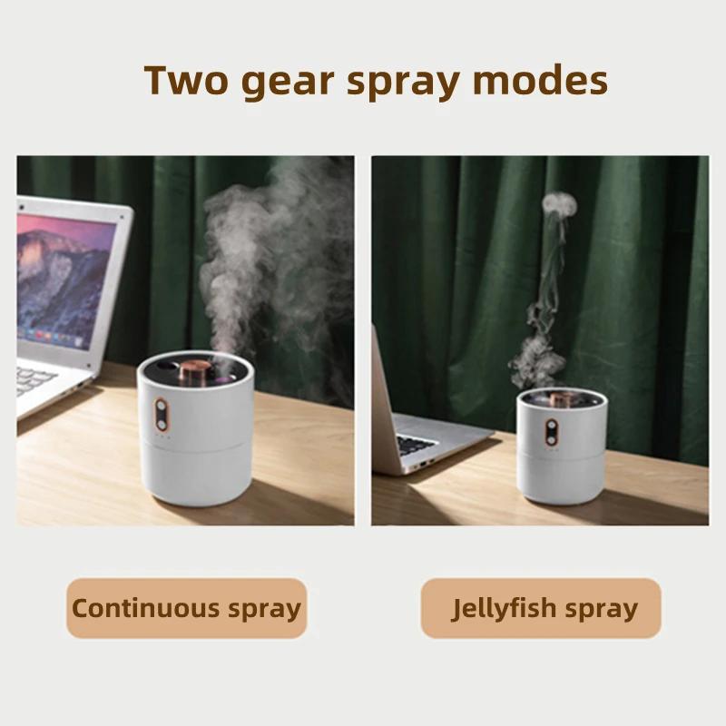 Dual Nozzle Heavy Fog Humidifier 450ml Jellyfish USB Electric Ultrasonic Air Humidifier