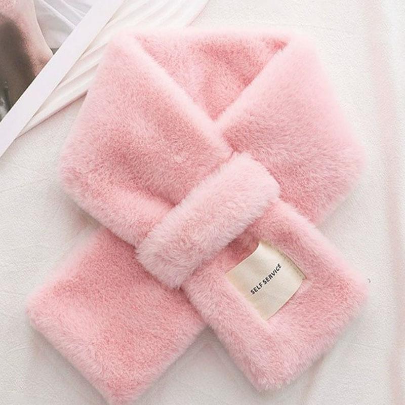 Winter Thickened Warm Imitation Rabbit Fur Fake Collar Scarf розовый