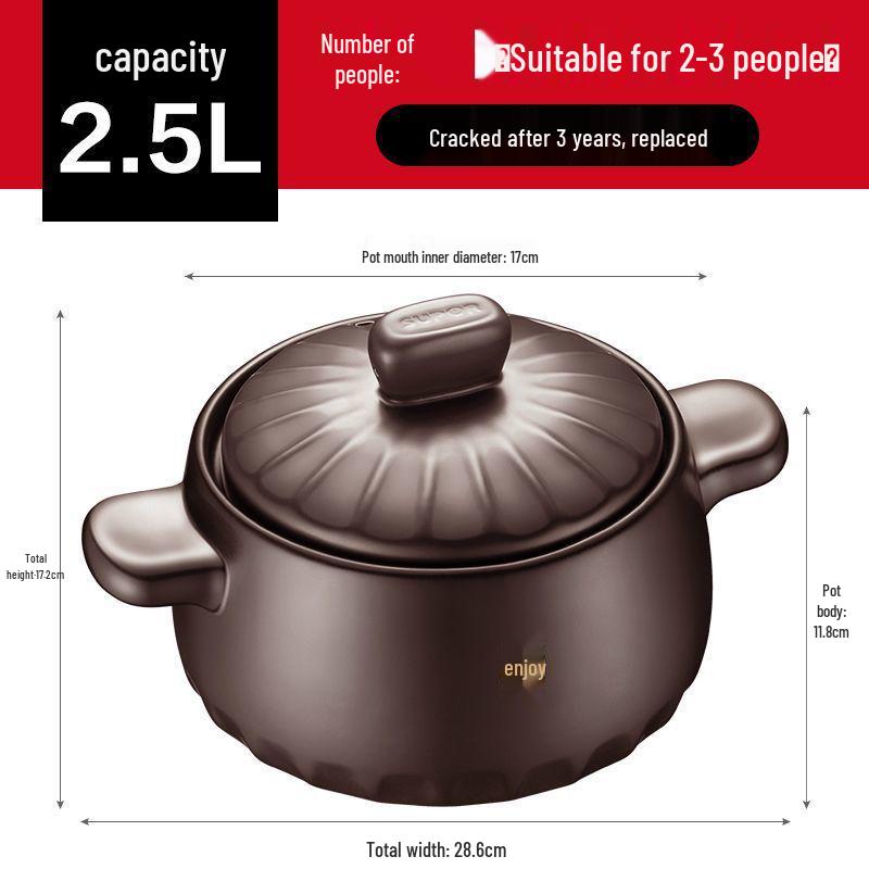 Supor High-Temperature Resistant Ceramic Stew Pot: Crack-Resistant Household Sand Pot for Soups and Stews Leisure Series