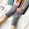 Autumn Winter Knitted Fried Dough Twists Warm Gloves for Women Solid Color Soft Skin Thickened Half Finger Gloves Wrist Washable