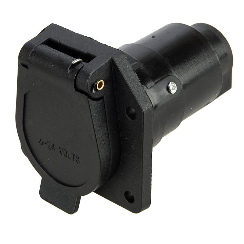 Round 7-Way 7 Pin Connector Male & Female Plug Socket Adapter for n Style RV Trailer Truck 6-24V