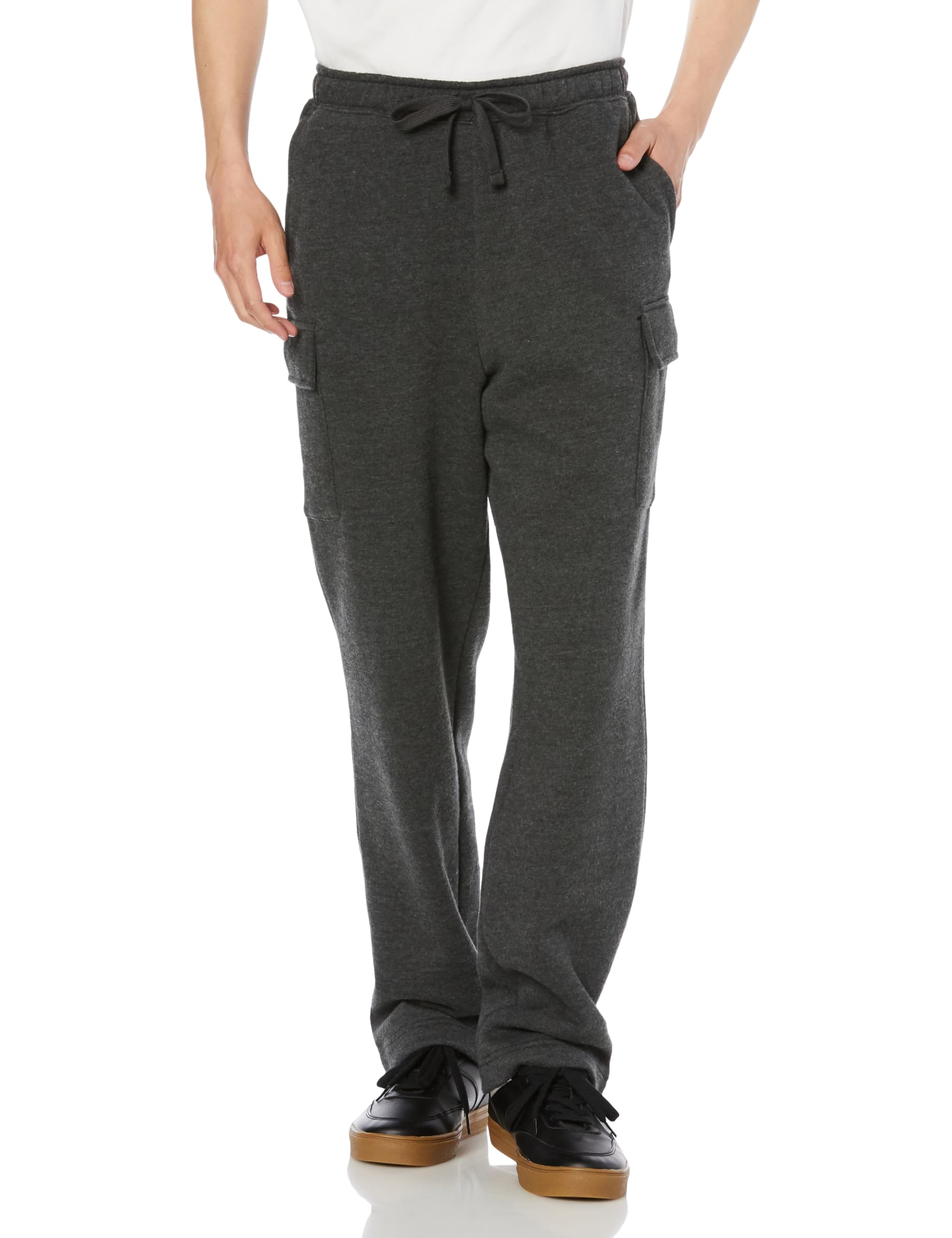 

Amazon Essentials Men s Open-Hem Fleece Cargo Sweatpants, Heather Charcoal, Size L