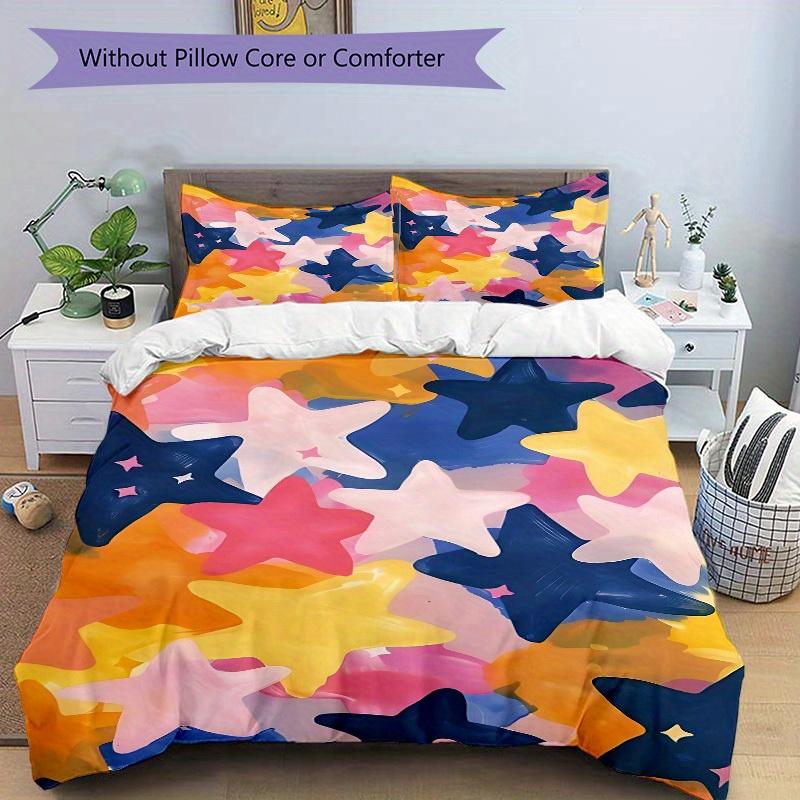 3pcs Star-shaped Decorations Bedding Set, Ideal for Home Use, Suitable for Bedroom Decor (1*Duvet Cover + 1/2*Pillowcases, No Core) Yy250821222