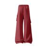 Men's Wide Leg Cargo Pants Casual Loose Fit Retro Multi-Pocket Gray Work Pants for Spring and Fall