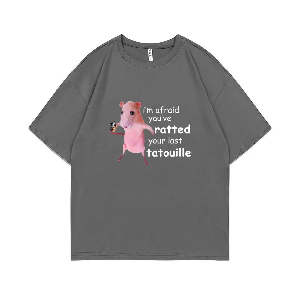 I'm Afraid You've Ratted Your Last Tatouille Graphic T-shirt Funny Pink Rat Print T Shirts Man Woman Fashion Oversized Tshirt