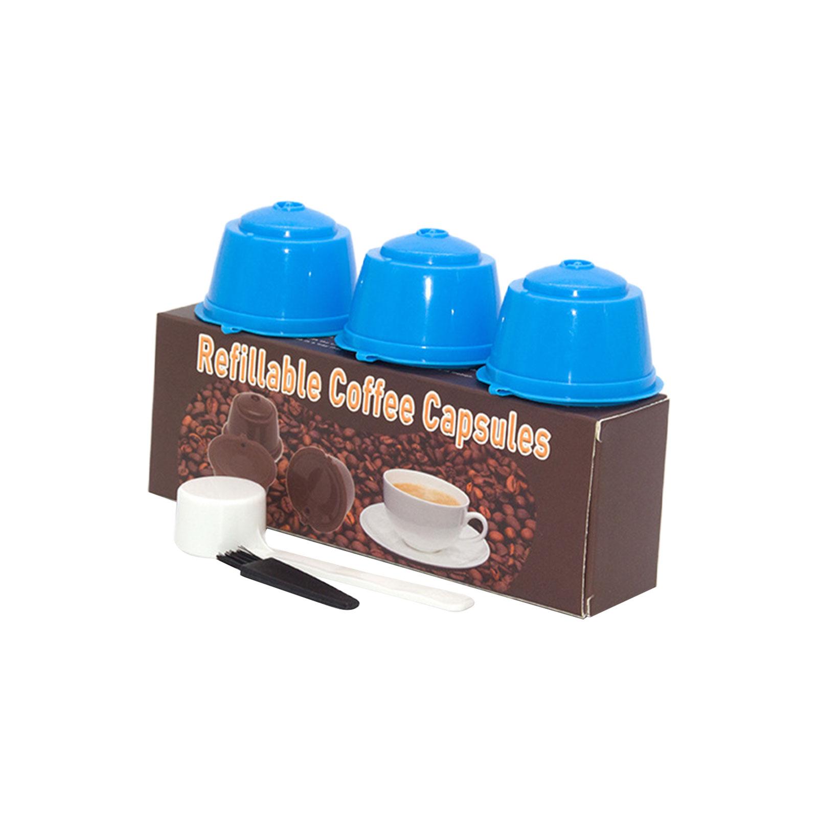 

Набор из 3 многоразовых кофейных фильтр-чашек со щеткой и ложкой, разных цветов, подходит для дома или офиса для заваривания кофе синий