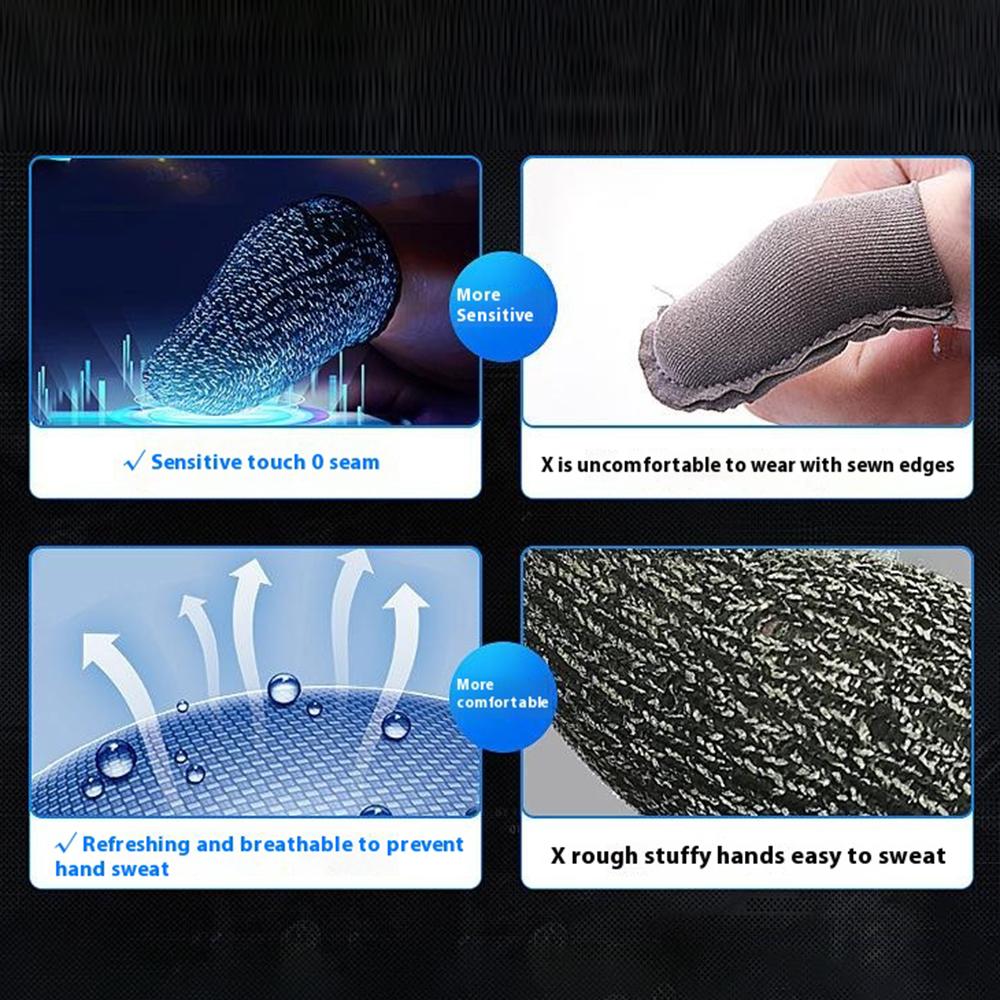 1Pair Gaming Finger Sleeves Anti-Slip Touchscreen Sweat-Resistant Ultra-Thin Carbon Fiber Finger Cover (24 Needles)