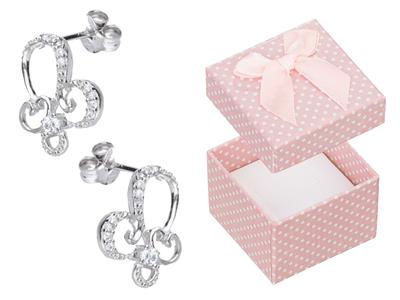 Silver Butterfly Earrings With Zirconia Large Asymmetrical Women's Studs