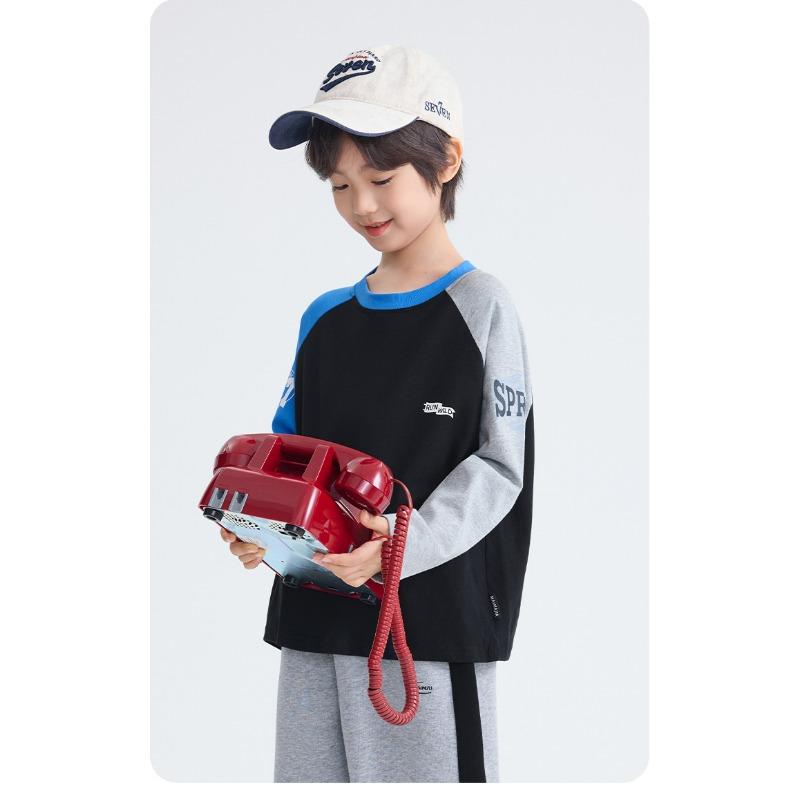 T-shirt casual stampata a maniche lunghe in cotone per bambini e ragazzi Abbigliamento autunnale