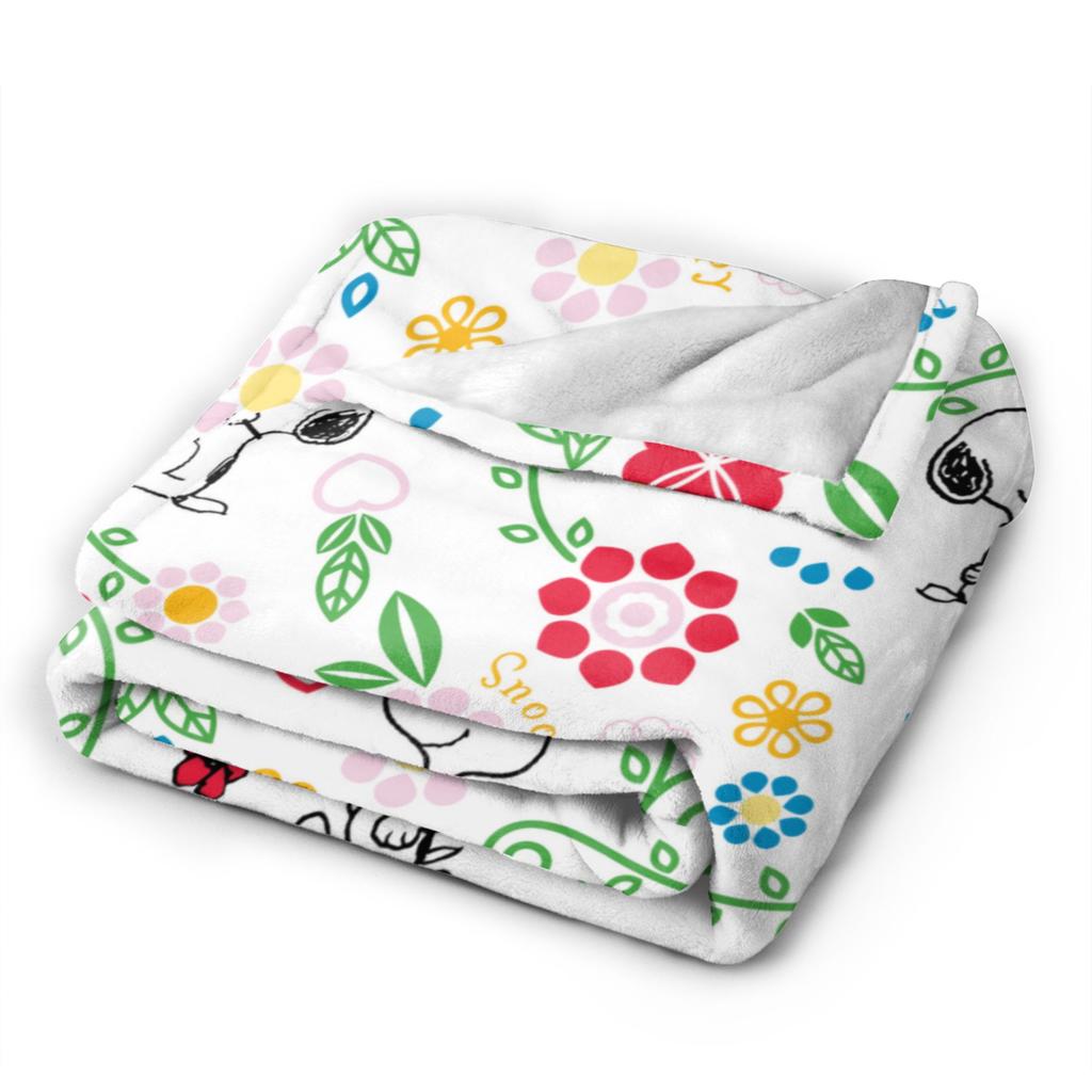 Snoopys So Sweet Flower Pattern Flannel Throw Blanket Blanket for Bed Outdoor Soft Plush Thin Quilt,