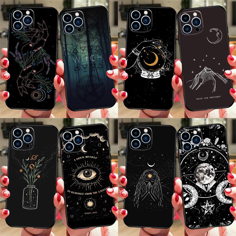 Witches Moon Witchy Mystery Totem Case For iPhone 16 15 13 11 12 14 Pro Max XS XR X Plus 13 mini Soft Cover Fundas Capa Shell