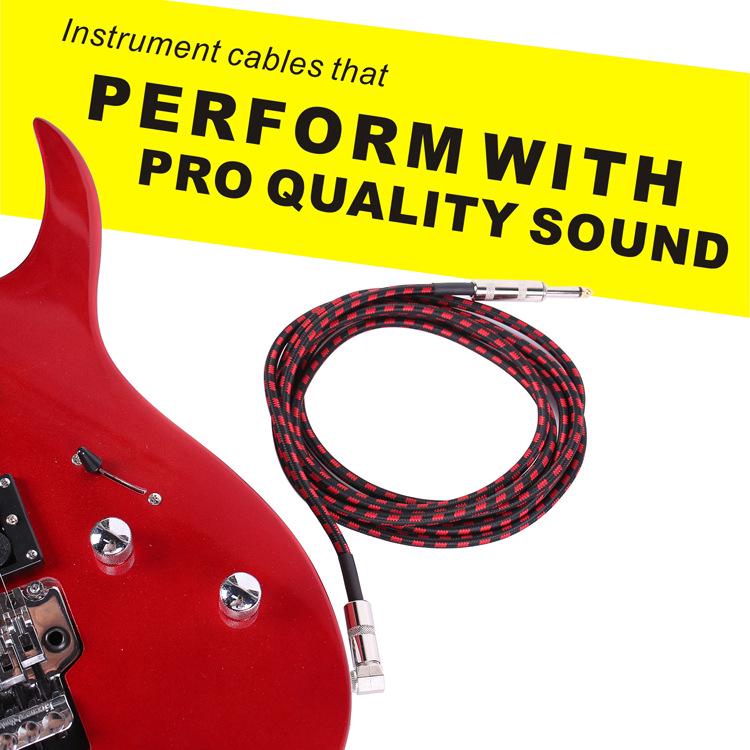 3m/6m Noise-Reducing Elbow Audio Cable for Acoustic/Electric Guitars and Bass