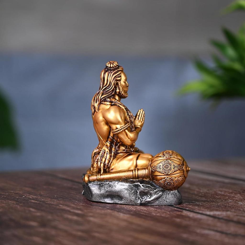 Resina Hanuman Murti Mahabali Hanuman Ídolo Bajrangbali Sankat Mochan Ídolo Balaji Bahubali Hanuman Estátua de Bajrangbali com Gada para Painel de Carro