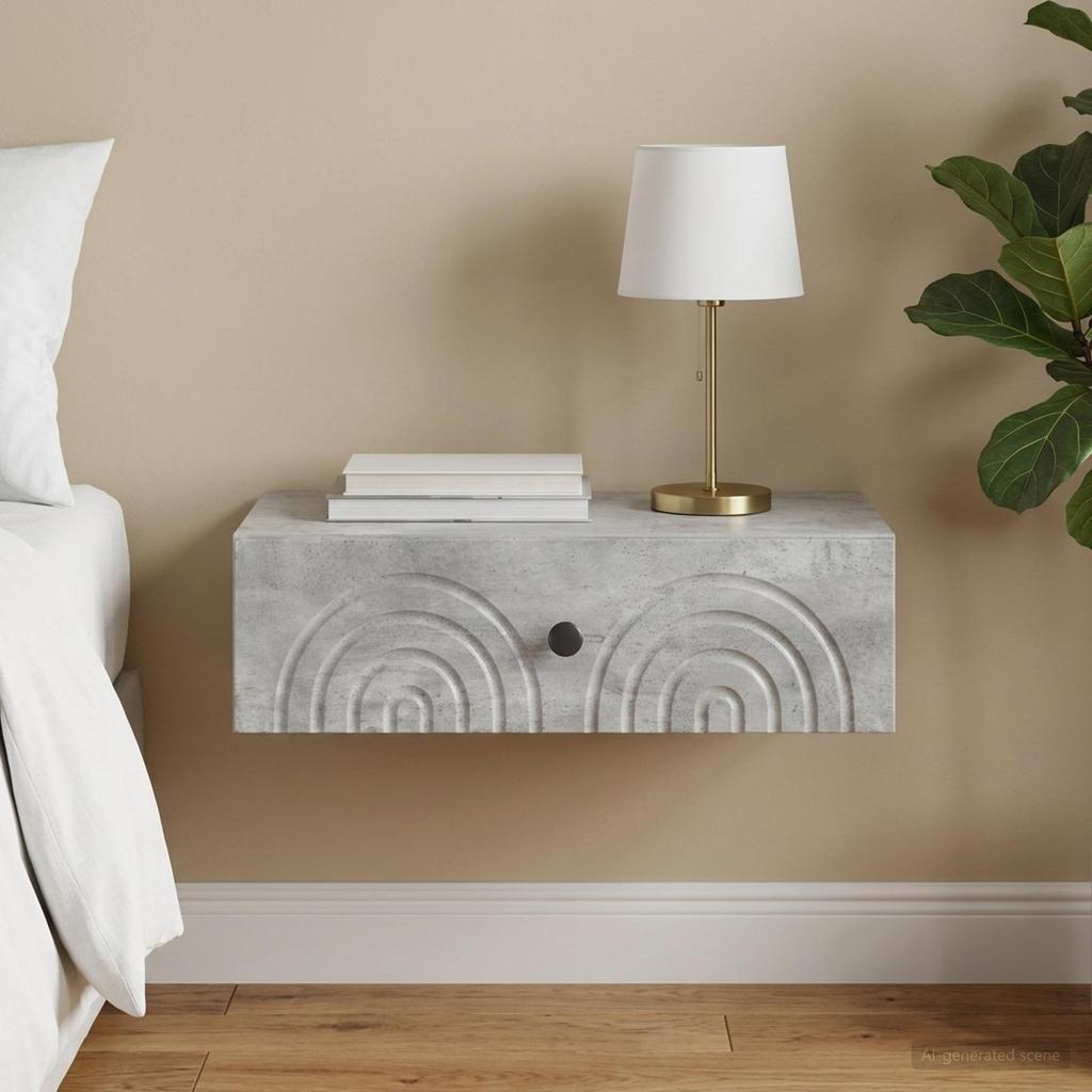 Wall Mounted Side Table Concrete Grey 59 x 34.5 x 17 cm