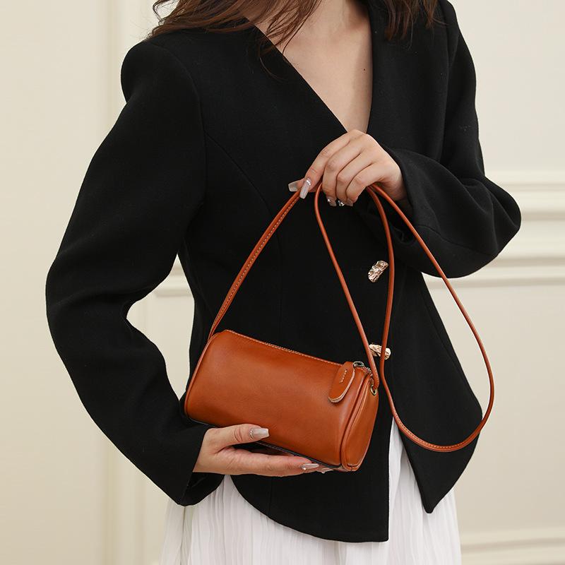 New Fashionable Top Layer Cowhide Small Shoulder Bag, Women's Genuine Leather, Internet Famous, Popular Single Shoulder Crossbody Bag