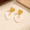 INS Style Natural Shell Heart Earrings Minimalist Luxury 18K Gold Stud Earrings Premium Tarnish Free Ear Jewelry