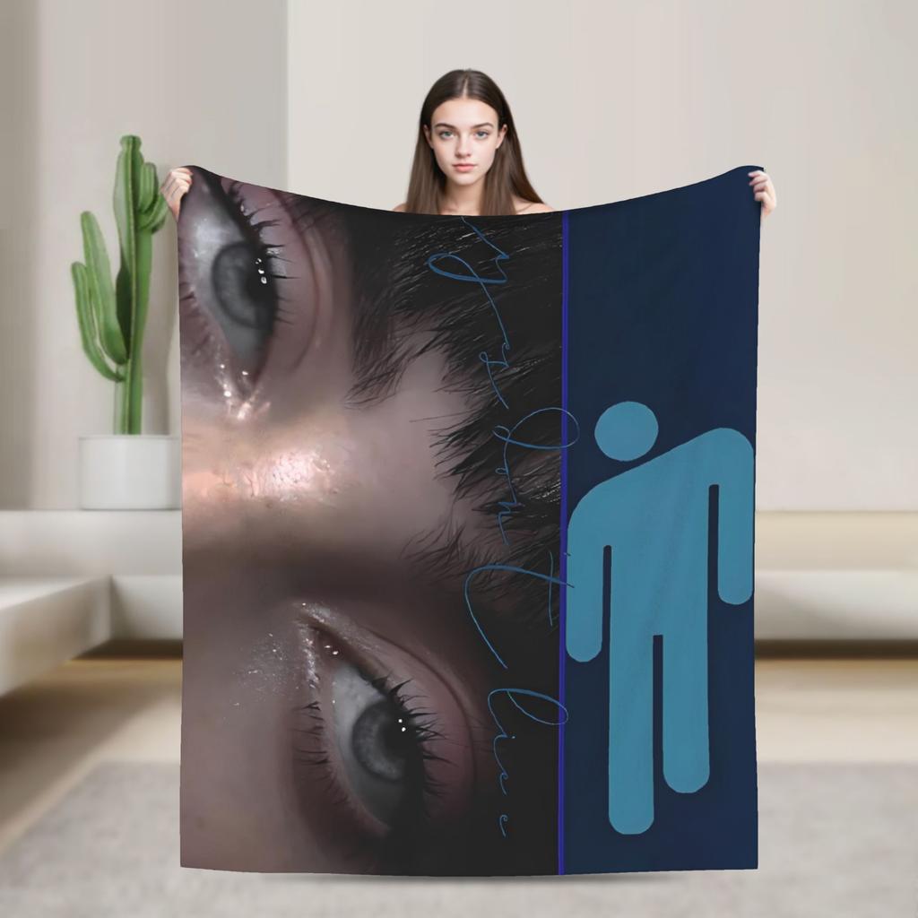 Hit Me Hard and Soft 2025 E-eilishes Deku  Teplá Měkká Vtipná Plyšová Přehozová Deka na Pohovku Křeslo Flanelová Přehoz na Postel Povlak na Postel