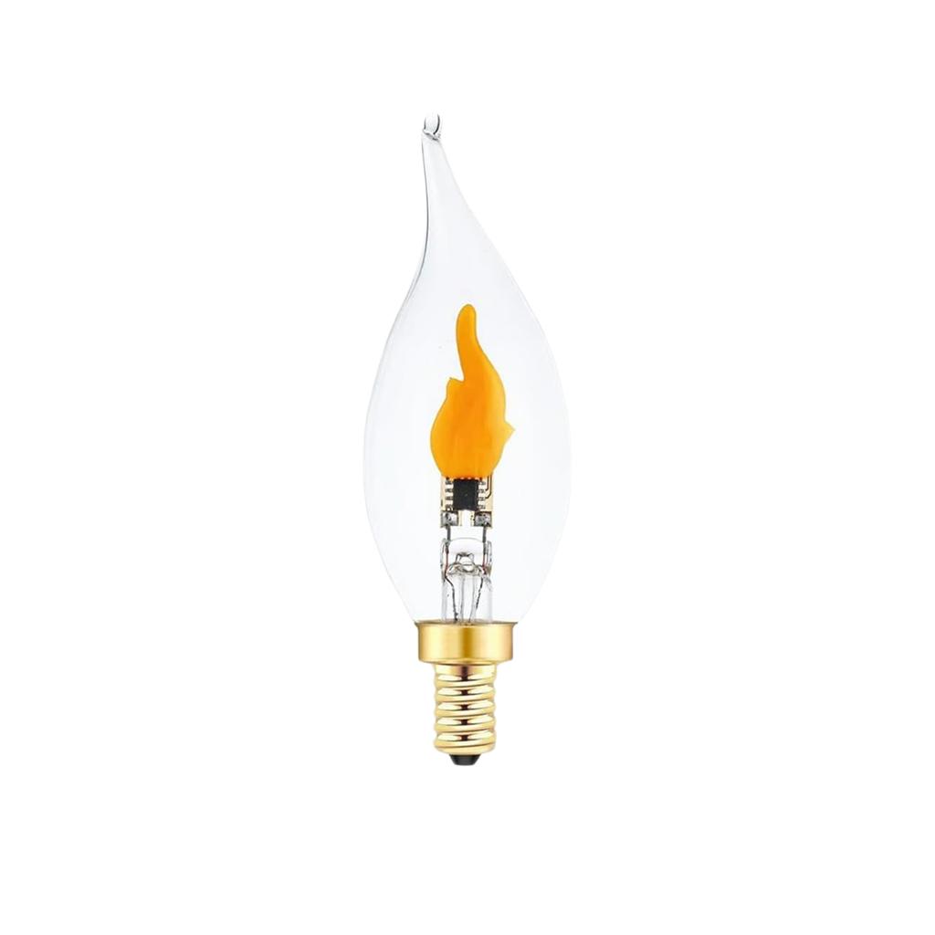 Flame Tip E12 Bulb 110V Decorative Flame Shape Light Bulb for US Standard Fixtures with Clear Glass and Spiral Filament Design