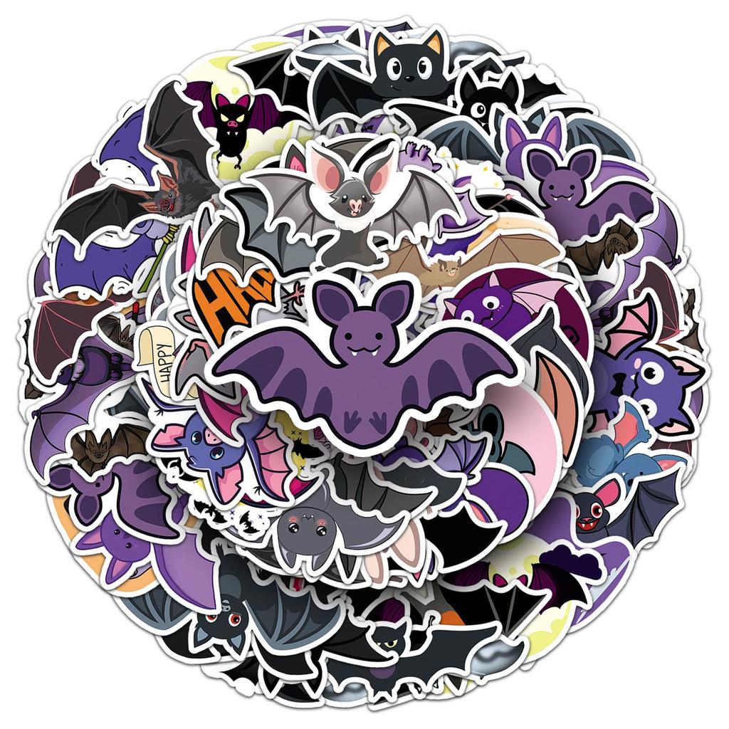 50pcs Cute Bat Stickers: Nocturnal Creatures Graffiti for Journals & Tablets