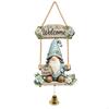 Farmhouse Outdoor Welcome Sign, Entryway 2D Wooden Hanging Gnomes Bells for Garden Porch Gate Decors, Holiday Housewarmings Gift