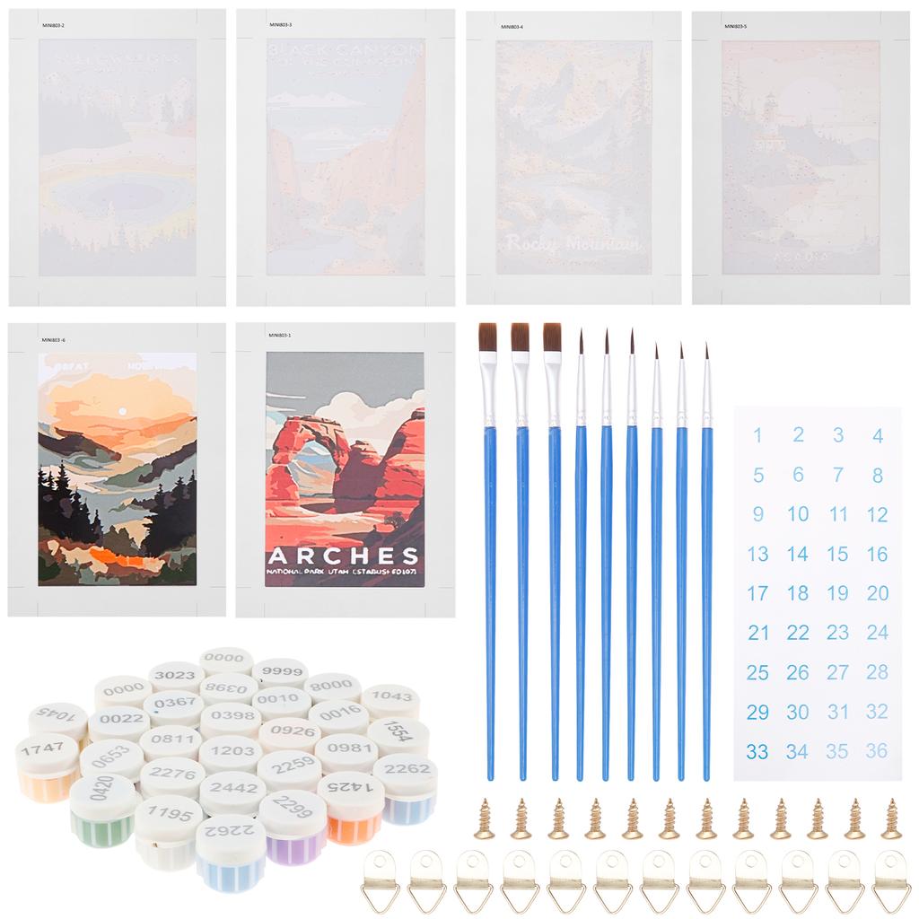 6/12Pc Paint by Number Kit Practical Adult Paint by Number Kit Canvas Digital Painting Set Digital Oil Painting Set for Beginner