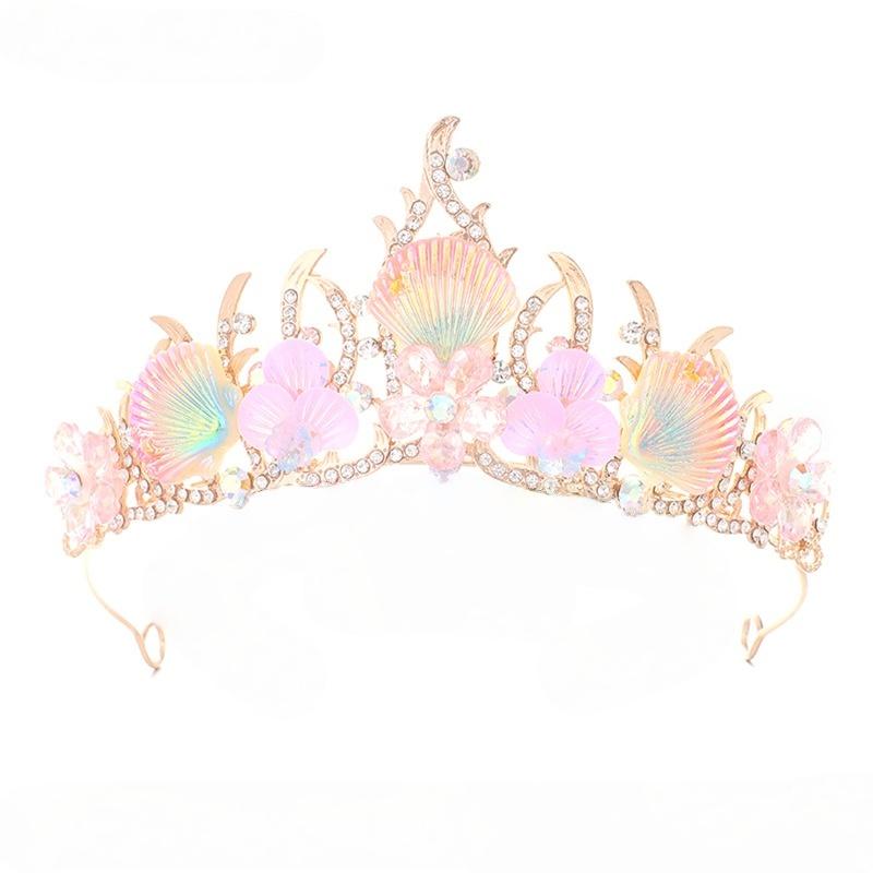 

1Pcs Princess Queen Crowns Women Head Jewelry Pageants Fashion Starfish Fish Scale Sequins Bridal Tiaras Wedding Hair Accessory A2