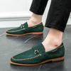 Men's Large Perforated Slip-on Leather Loafers - Breathable British Formal Shoes