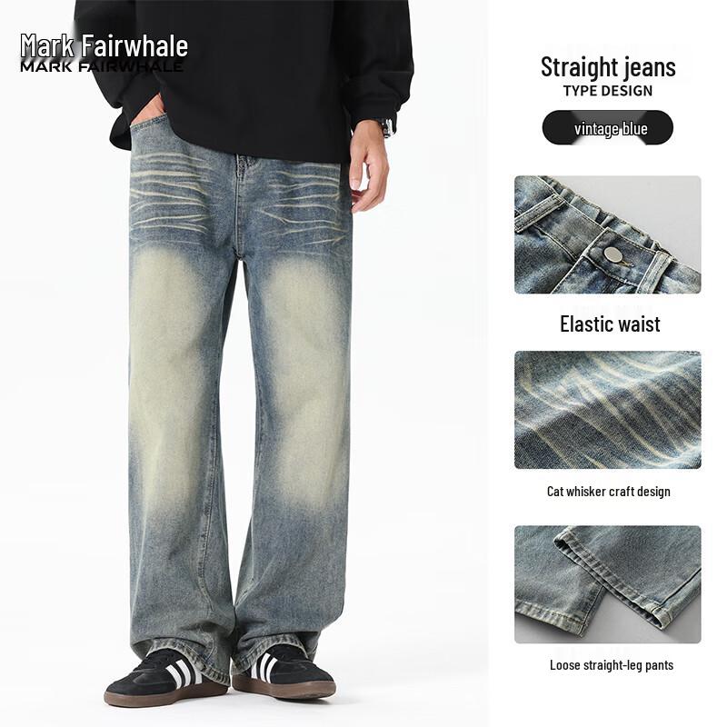 Mark Fairwhale Men's Fall 2025 Loose Straight Wide-Leg Jeans
