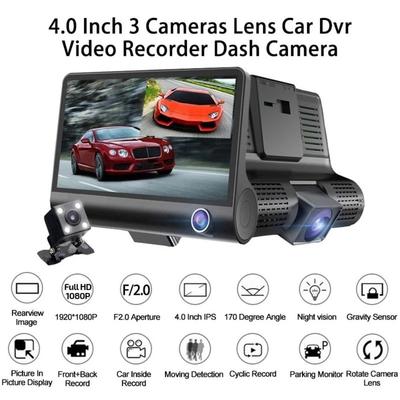 Three Lenses HD Driving Recorder Front Rear Inside Car Charge Reversing Camera DVR