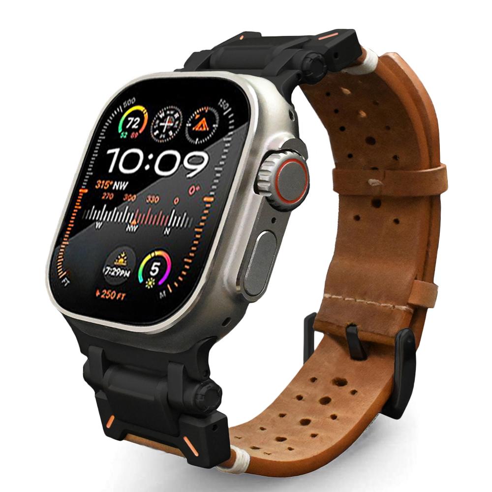 Titanium Color Band for Apple Watch Ultra 3 2 49mm Genuine Leather Strap for iWatch Series 11 10 9 8 se 46mm 45mm 44mm Bracelet