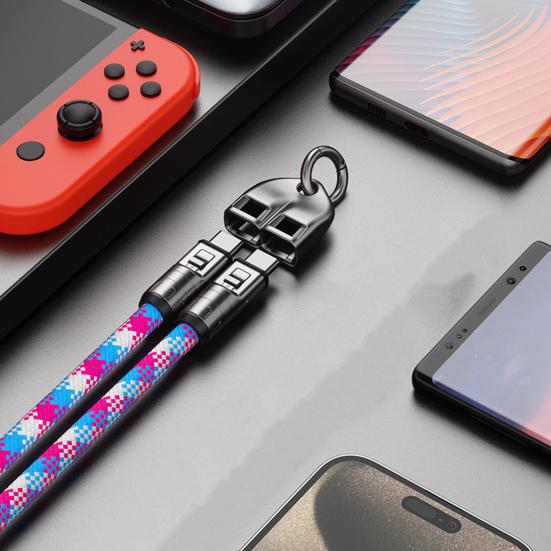 C to C 240W Charging Cable 2-in-1 Cell Phone Lanyard Wearable Bracelet Portable 5A Fast Charging USB-C Data Cable for Smartphones Tablets Laptops