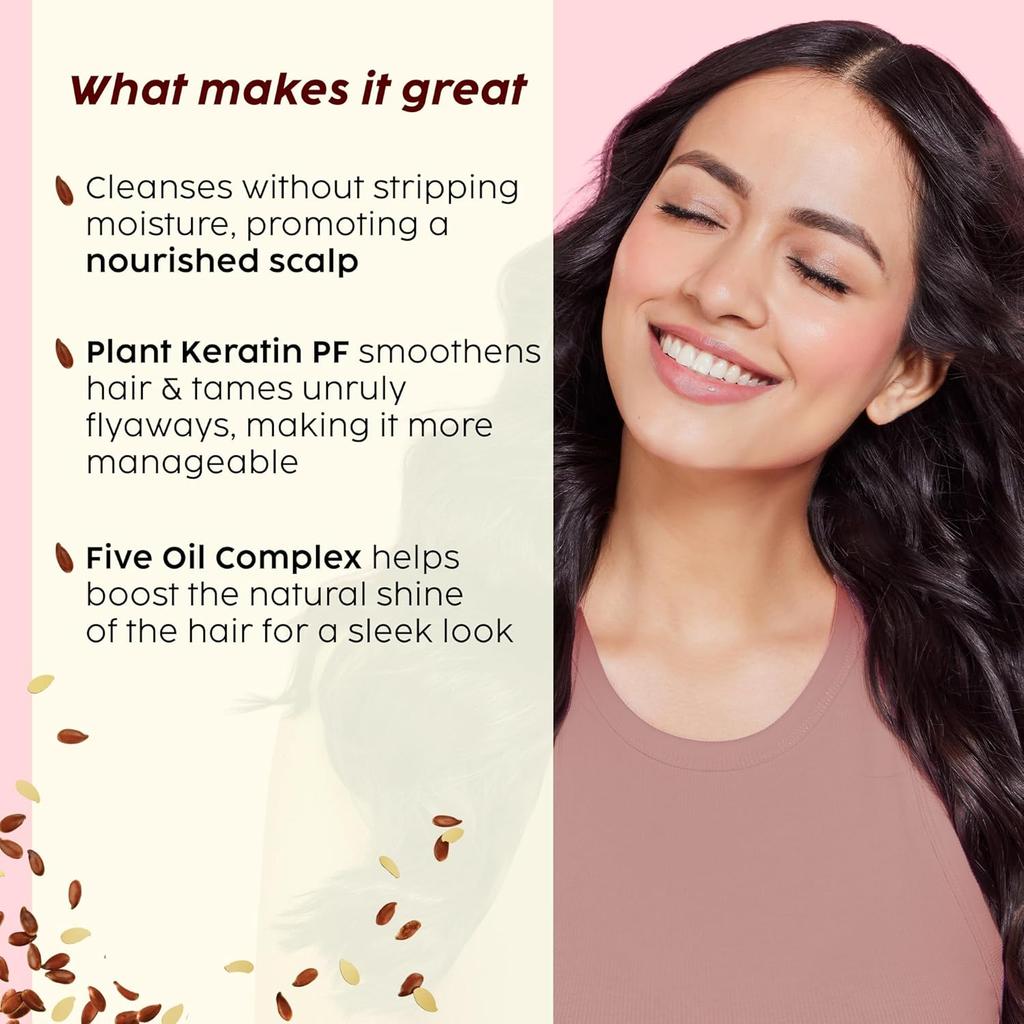 PLIX The Plant Fix Flaxseed Ultrasmooth Shampoo 200ml Pack of 1 For Smooth Shiny Hair Men Women