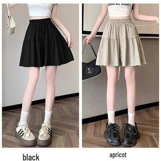 Women's Summer Ice Silk Wide-Leg Skort: Casual, Lightweight, Plus Size 5-Point Length