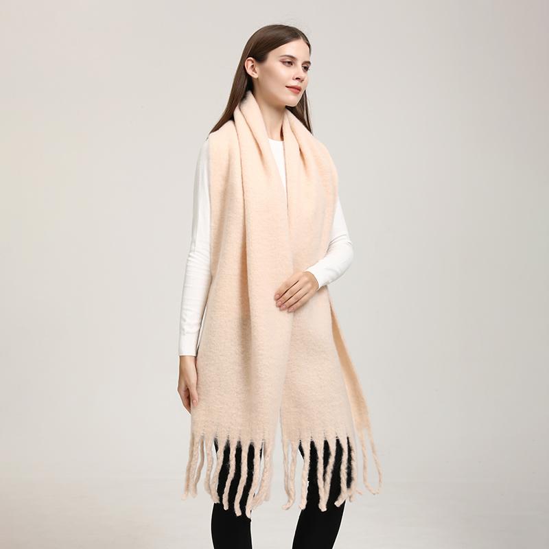 Winter Solid Color Tassels Cashmere Scarf Keep Warm Woman Pashmina Shawl Ladies Fashion Long Scarves Wraps  210*30Cm