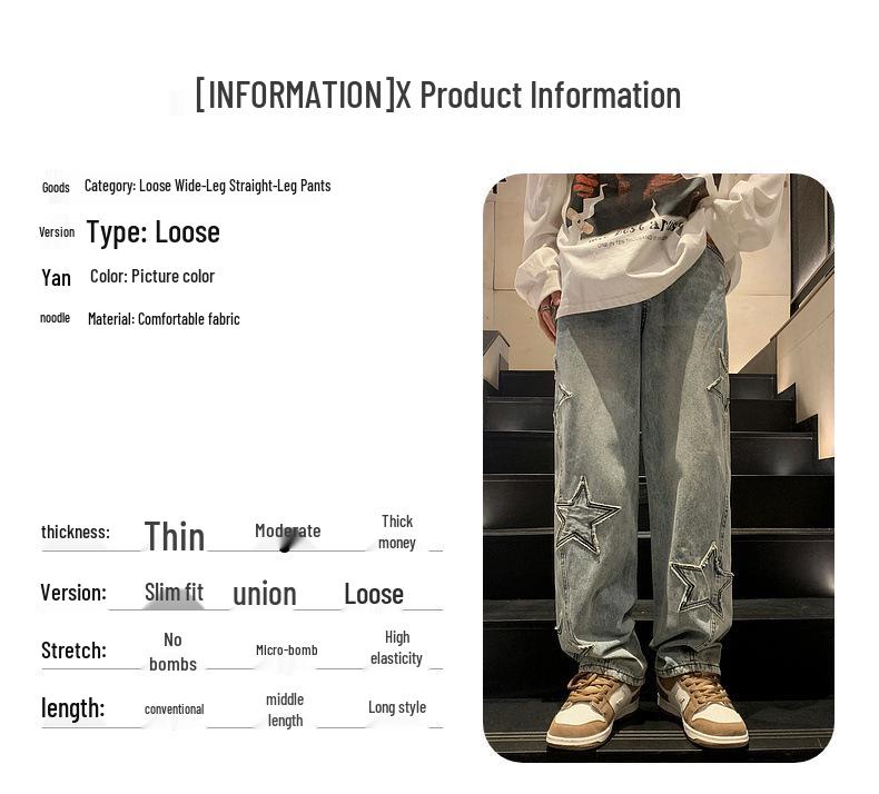 Pantaloni de blugi largi de înaltă calitate pentru bărbați - Trendy Toamnă/Iarnă Casual cu Croială Largă.