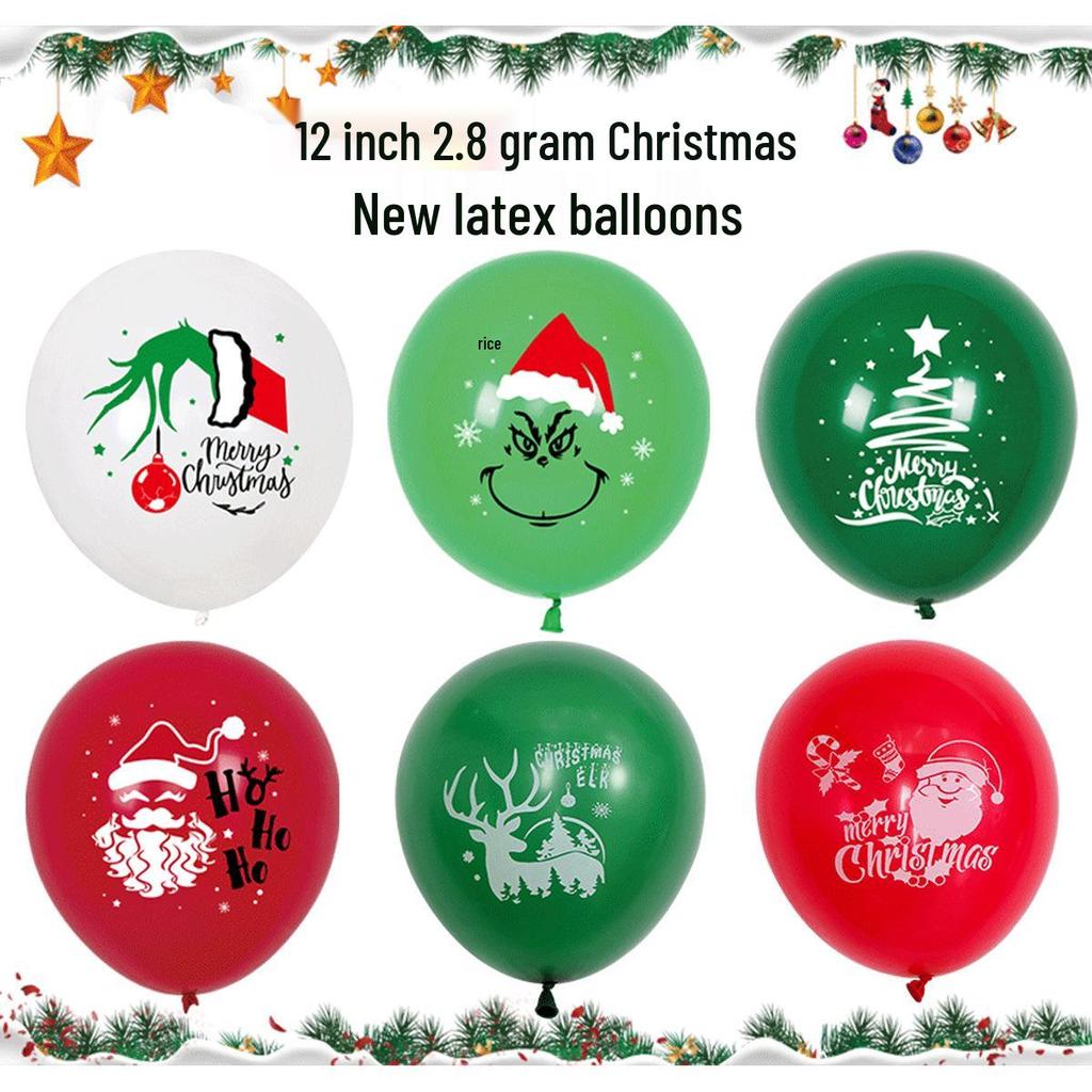 Set of 50 Christmas 12-Inch Latex Balloons: Santa & Tree Design for Party Decor